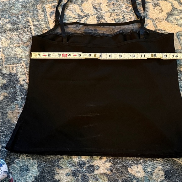 Black Sleeveless Camisole top with sheer panel top detail. Size 10 - Picture 3 of 6